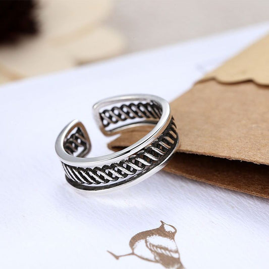 Womens Multi Layer Copper Ring Electroplated Thai Silver Finish Stylish Twist Ring Elegant Design Jewelry Ring