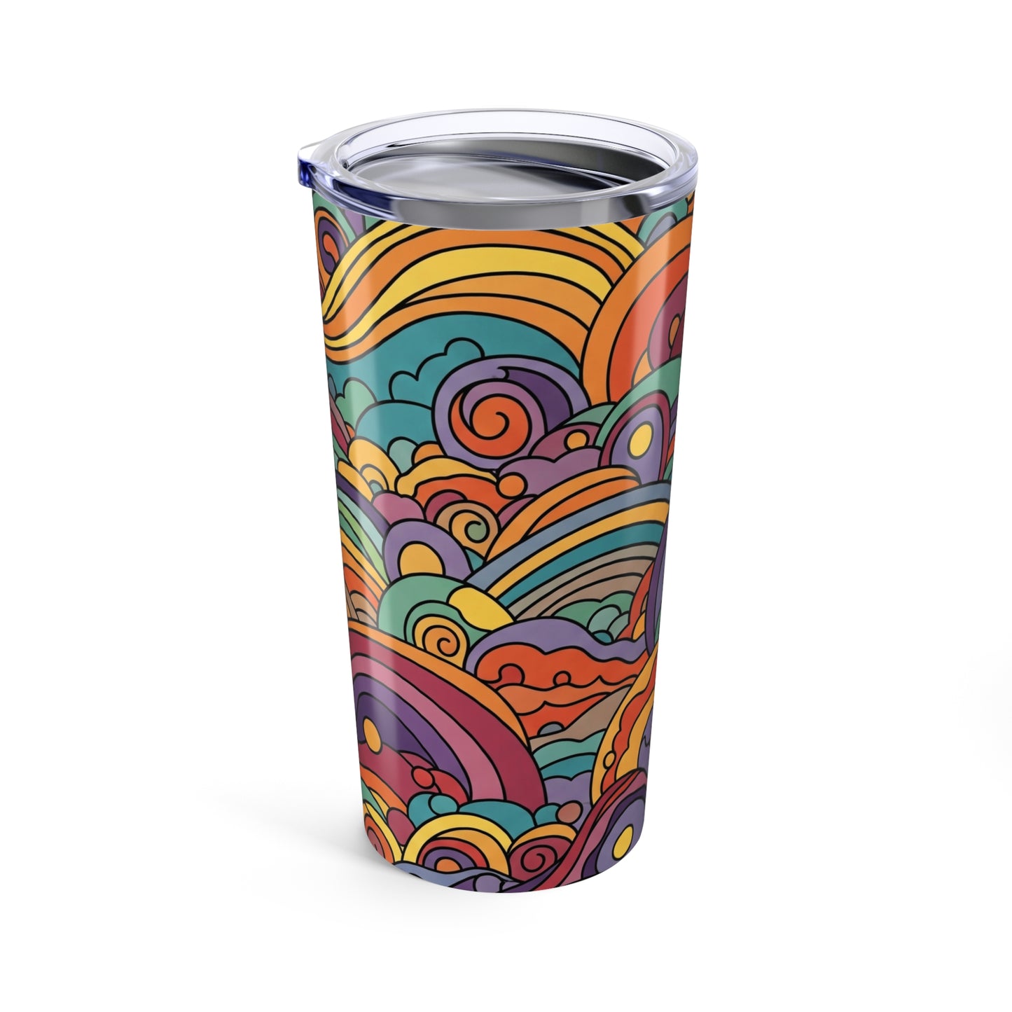 20 Oz Stainless Steel Tumbler With Printed Design Vacuum Insulated Spill Resistant Travel Mug For Hot Or Cold