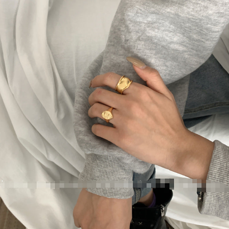 Gold Plated Oval Ring With Zircon Star Design Korean Inspired Fashion Jewelry For Daily Wear Spark Zircon Star