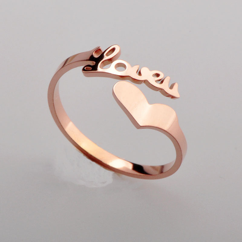 Womens Heart Shaped Rose Gold Titanium Steel Ring Diamond Pinky Ring For Birthday Gift Jewelry Classic Sparkle