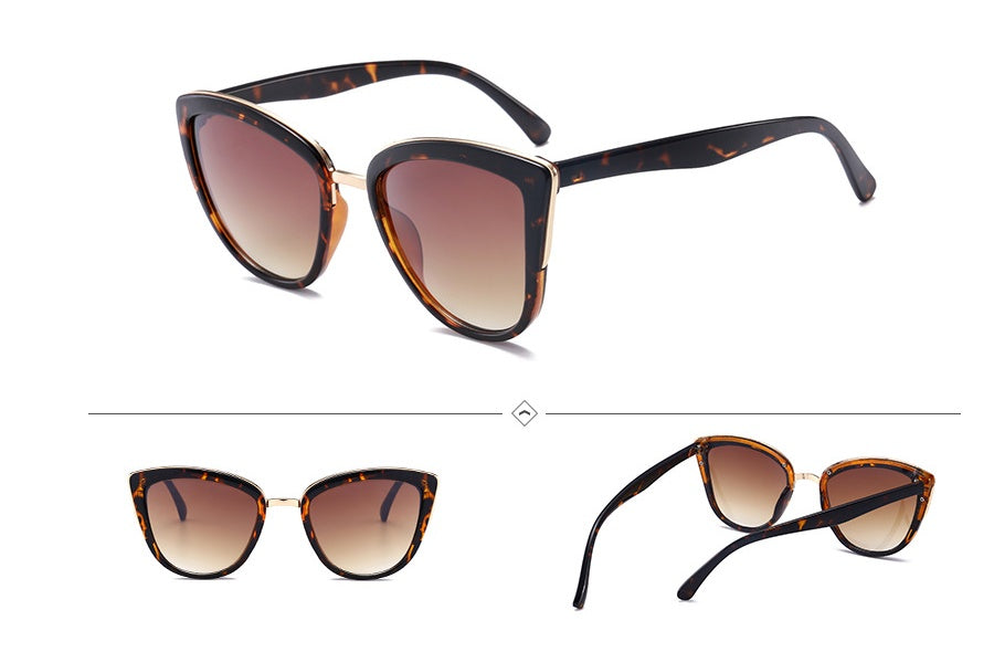 Womens Cat Eye Sunglasses UV400 Protection AC Lenses Stylish Plastic Frames Dazzling Color Fashionable Eye Wear