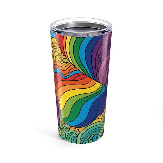 Twenty Ounce Metal Cup With Double Wall Insulation And Leak Proof Lid For Travel Drinks Printed Art Dishwasher Safe