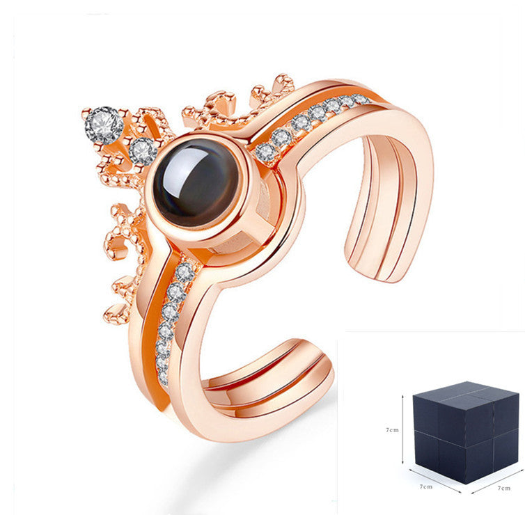 Womens Crown Ring European Inlay Plated Copper Ring With Gemstones And Semi Precious Stone Inlay With Royal Finish