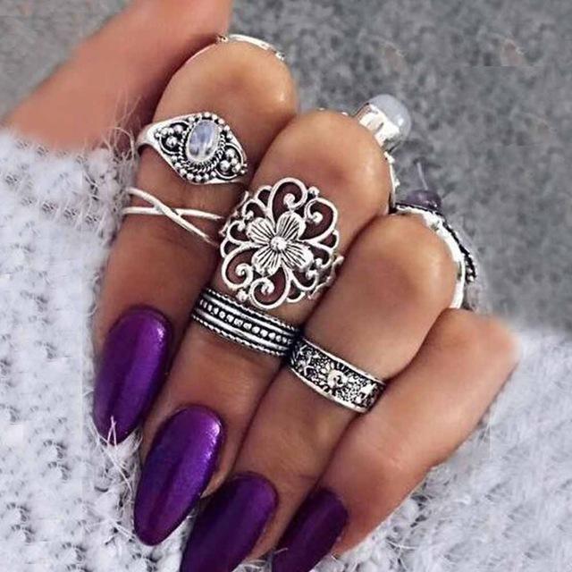 Womens Knuckle Ring Set Stackable Bohemian Vintage Style Rings Gift for Women Fashion Jewelry Stylish Boho Accessory