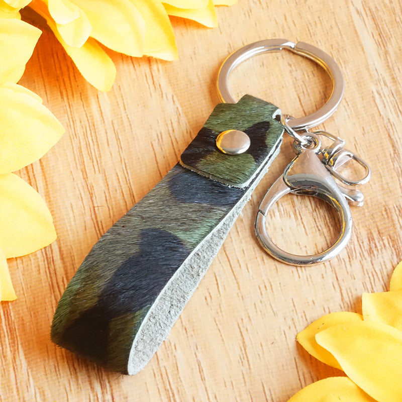 Leather Animal Print Keychain With Handmade Electroplated Finish Handbag Pendant And Car Key Accessory Style Collection