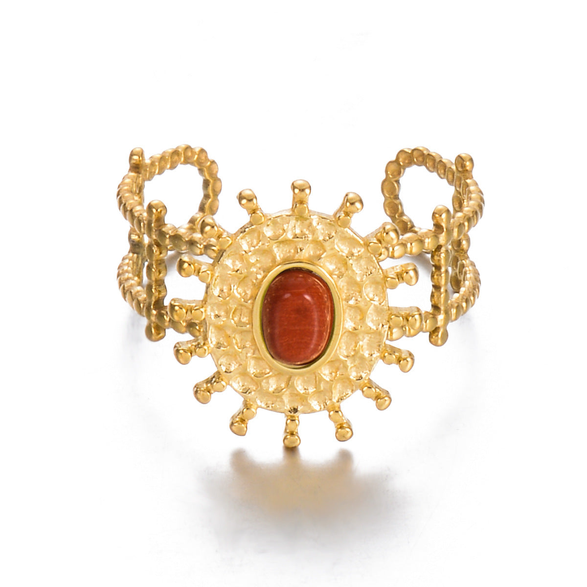 Stainless Steel Open Ring Oval Adjustable For Women Black White Red Green Modern Minimalist Jewelry Sleek Look