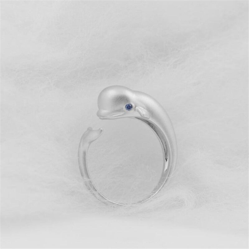 Copper Whale Ring Zodiac Jewelry With Blue Eye Diamond Accent Electroplated Cute Animal Ring Fashion Ring Trend
