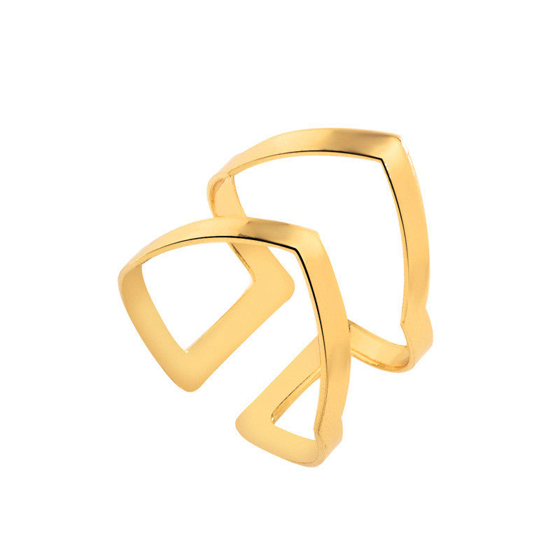Womens Fashion Ring Gold Double Arrow Alloy Ring Trendy Elegant Design Ring For Everyday Wear Special Everyday