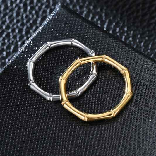 Womens Personalized Knuckle Ring Adjustable Stainless Steel Bamboo Joint Ring Letters Numbers Text Fashionable