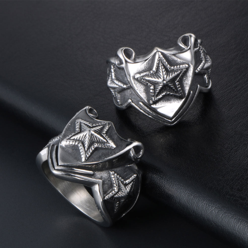 Titanium Steel Pentagram Ring For Men Star Shape Hip Hop Style Jewelry Polished Finish Gift For Festivals Sale