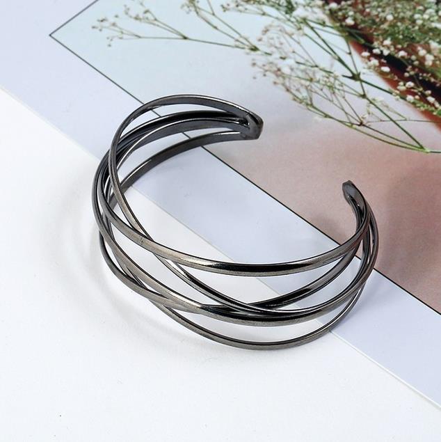 Six Pointed Star Bracelets Adjustable Opening Design Fashion Jewelry Simple Couple Gifts Gold Silver Rose Gold