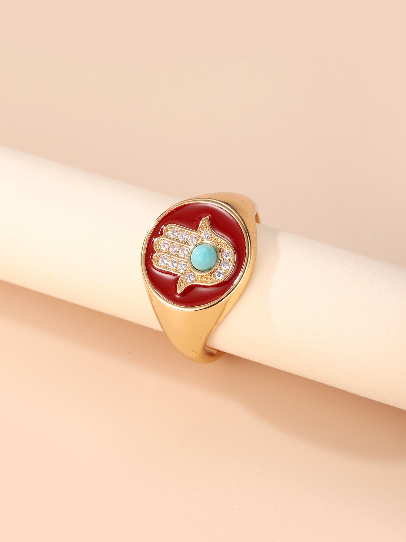 Elegant Coppery Zircon Geometric Ring for Women Electroplated Jewelry Everyday Wear Fashion Accessory Suitable