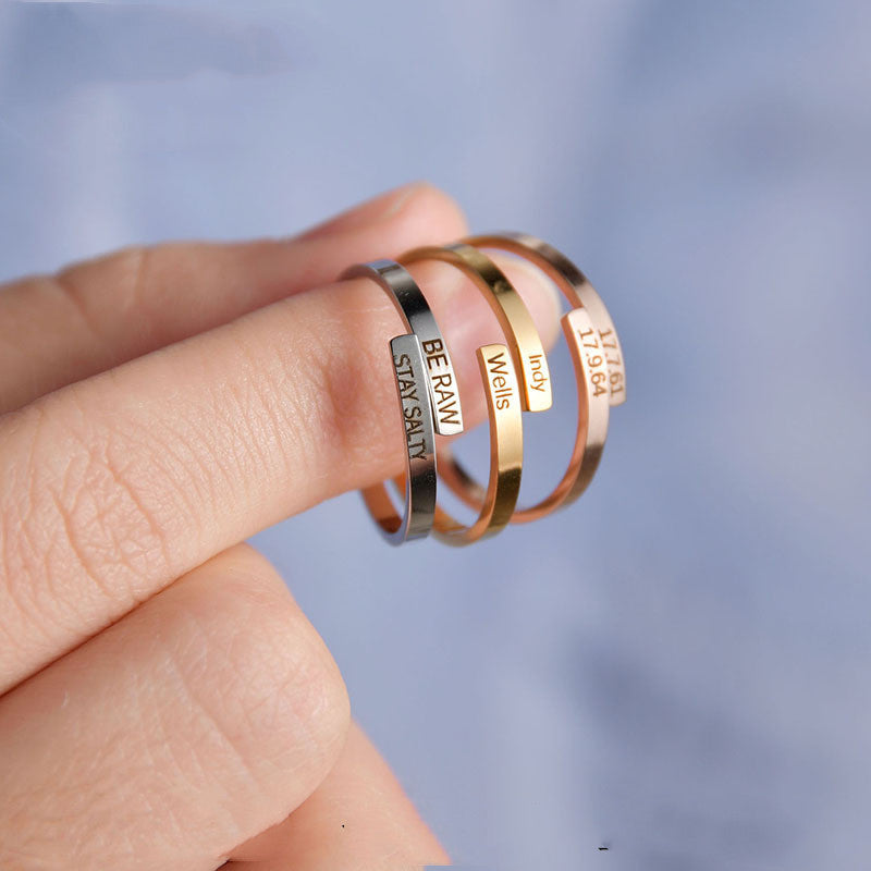 Stainless Steel Adjustable Ring For Women Glossy Plain Band Gold Or Rose Gold Finish Elegant Everyday Accessory