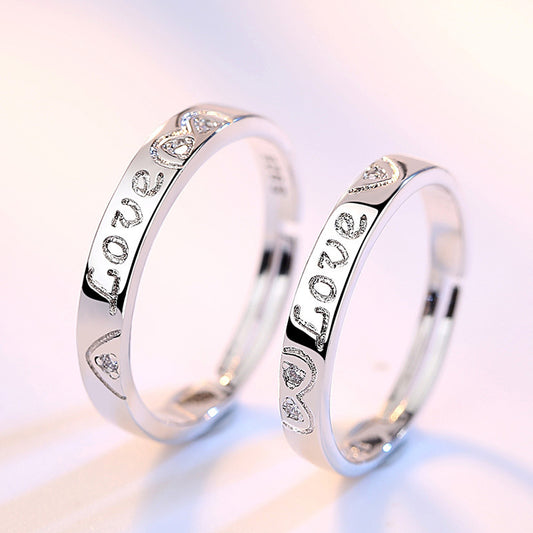 Heart Shaped Adjustable Copper Plated Platinum Ring For Women Elegant Fashion Jewelry Gift For Her Halo Finish