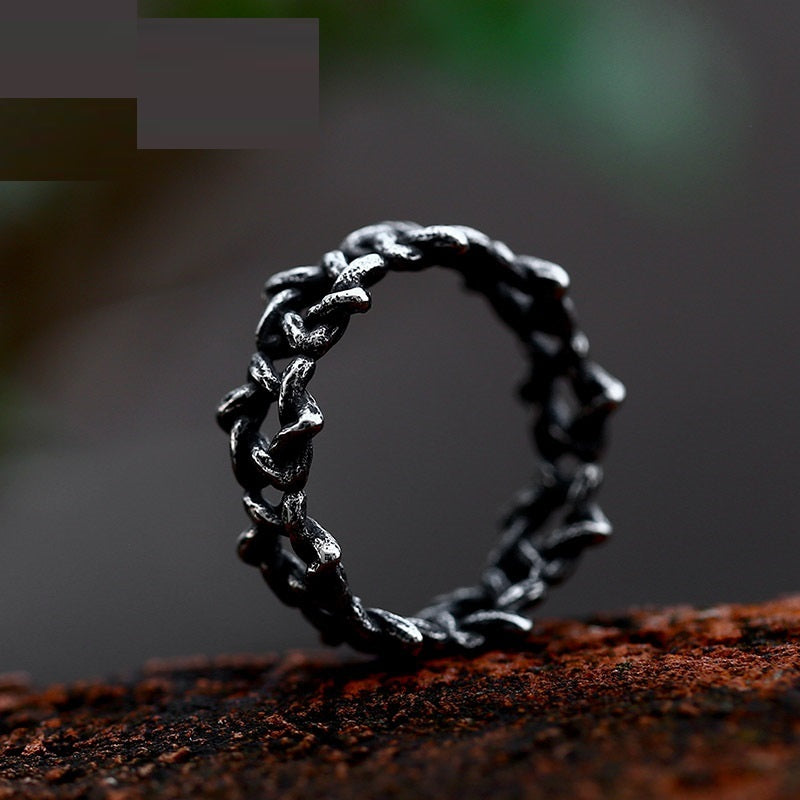 Mens Titanium Steel Ring Hollow Twist Design Polished Finish Durable Fashion Jewelry For Daily Wear Gift Ready