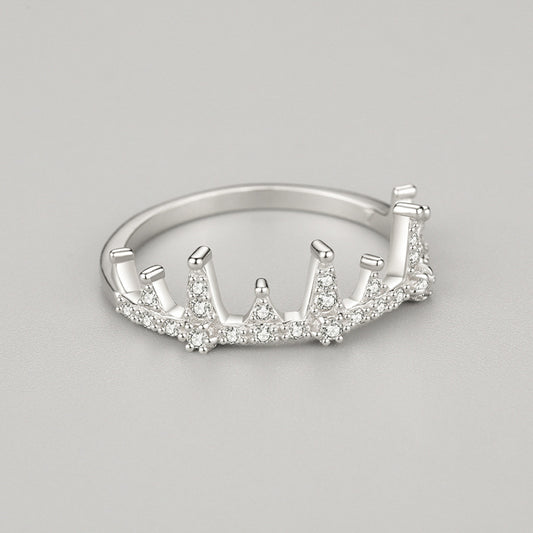 Womens Silver Crown Ring Gold Plated With Gemstones And Semi Precious Stones Wedding Jewelry For Everyday Wear