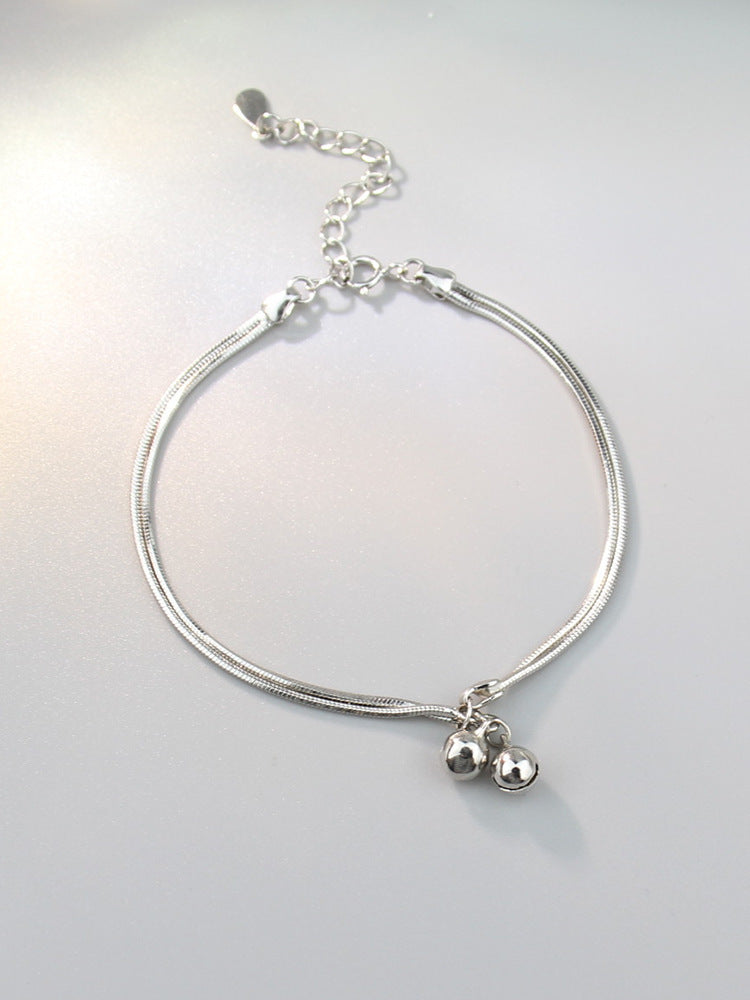 Womens Double Layer Copper Bell Bracelet U Shape Bangle Fashion Jewelry Gift For Her Everyday Timely Accessory