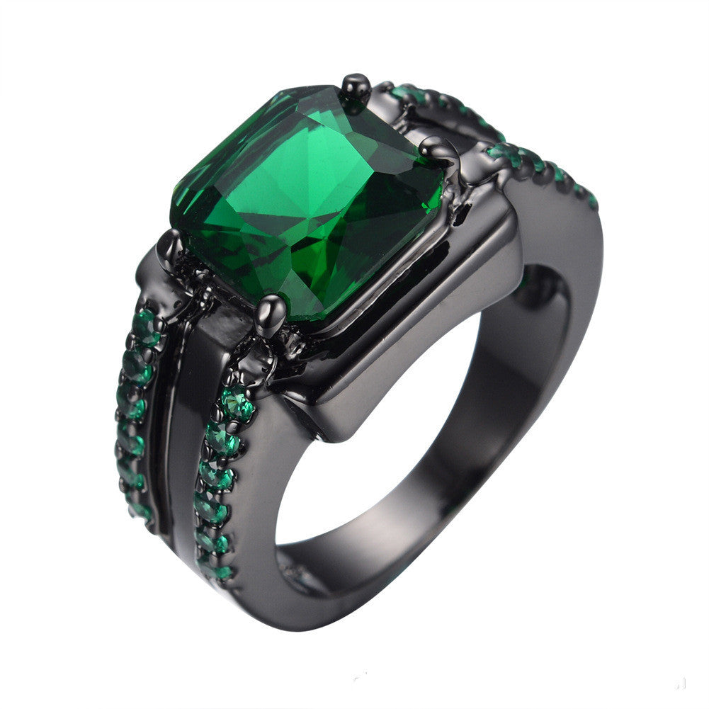 Women's Fashion Ring with Square Zircon Gemstone Four Claw Setting Big Diamond Look Electroplated Copper Ring for Her Engagement Promise Ring