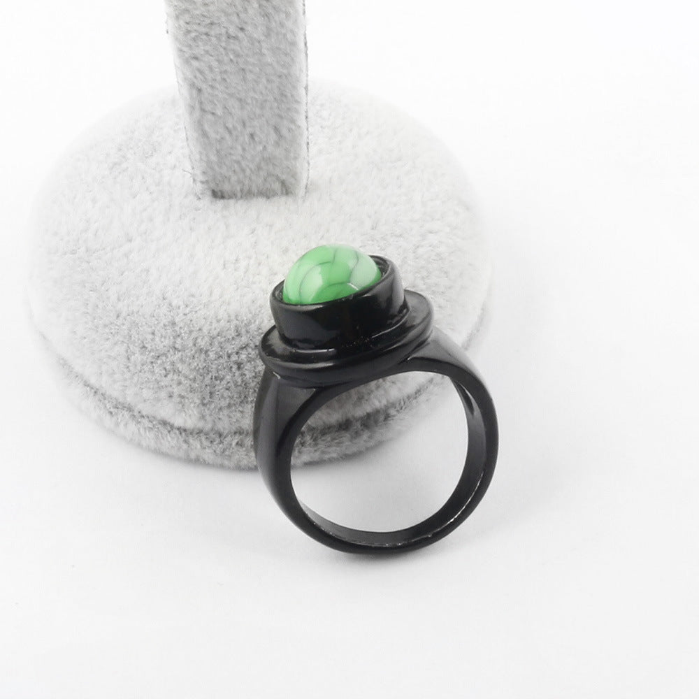 Womens Alloy Ring Trendy Fashion Jewelry Simple Geometric Ring Green Casual Everyday Wear Ring Modern Accessory