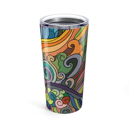 20oz Stainless Steel Tumbler With Double Wall Vacuum Insulation Travel Mug Durable Leak Proof Printed Art Design