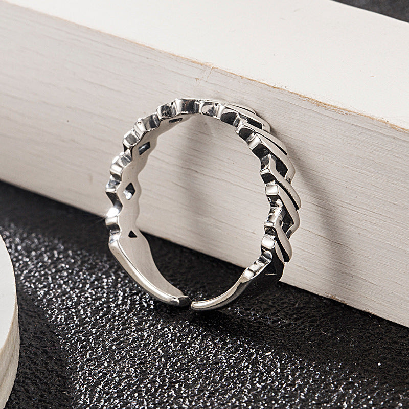 Sterling Silver Ring Geometric Braided Band Winding Design Hip Hop Personality Statement Timeless Jewelry Ring