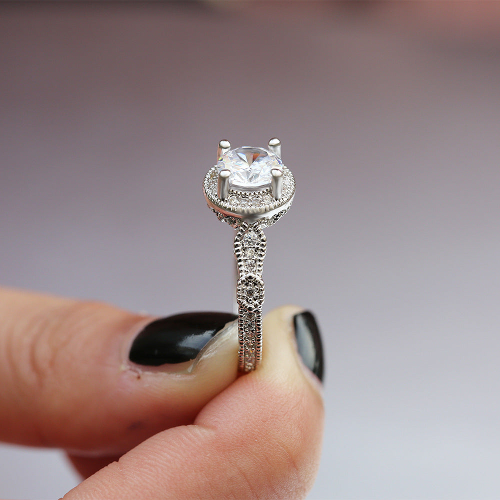 Heart And Arrow Zircon Ring For Women European American Style Gold Plated Fine Jewelry Travel Gift Ultra Shine