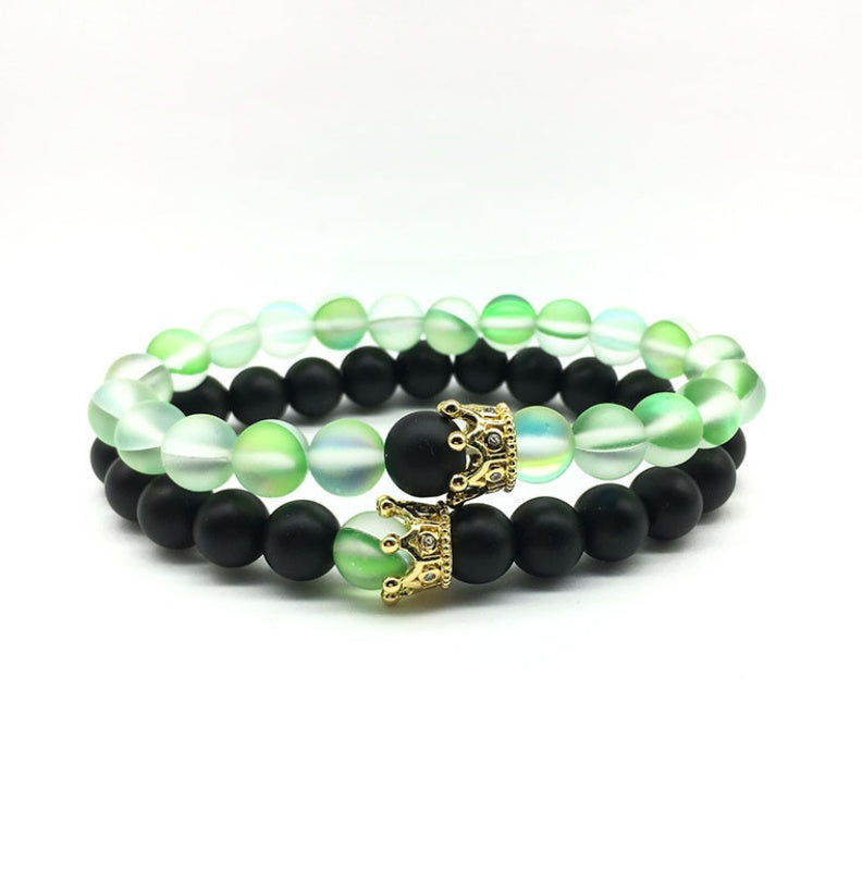 Unisex Constellation Glass Bead Bracelet 8mm Beads 19cm Length For Anniversary Gift Or Couple Opening Ceremony