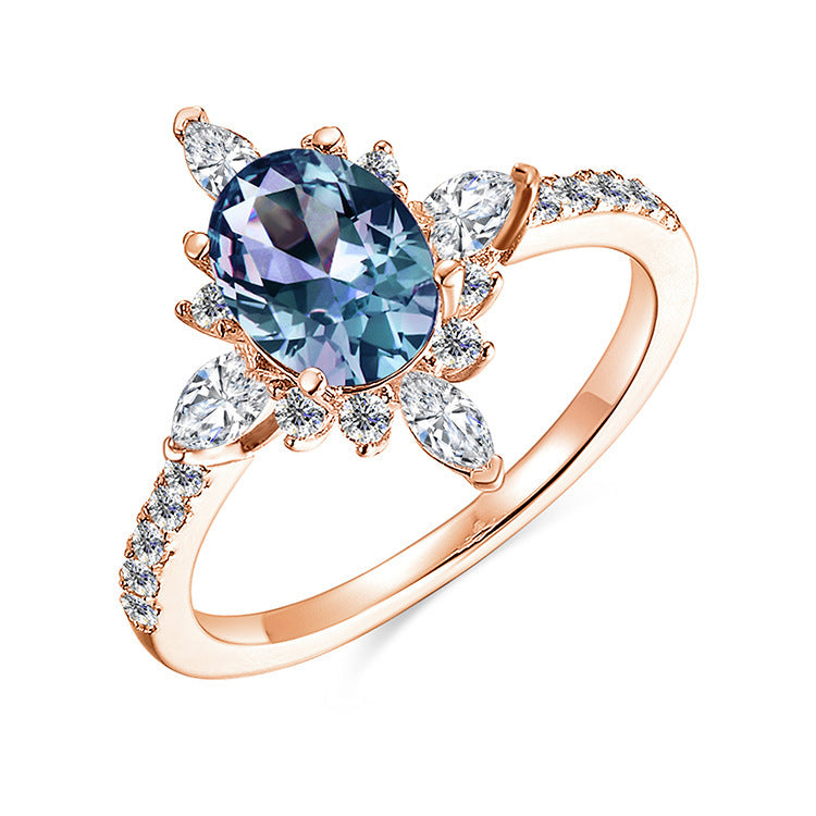 Retro Snowflake Geometric Copper Ring In Red For Women