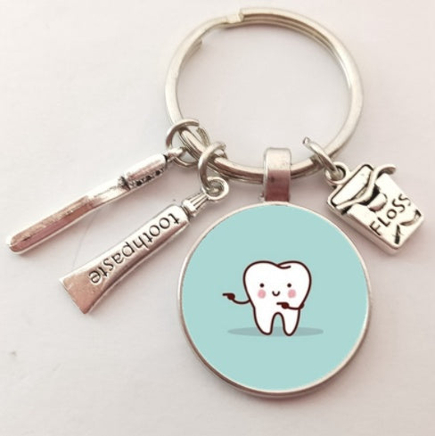 Creative Tooth Pendant Keychain Electroplate Alloy Keychain Personality Charm Keychain For Keys Color As Shown