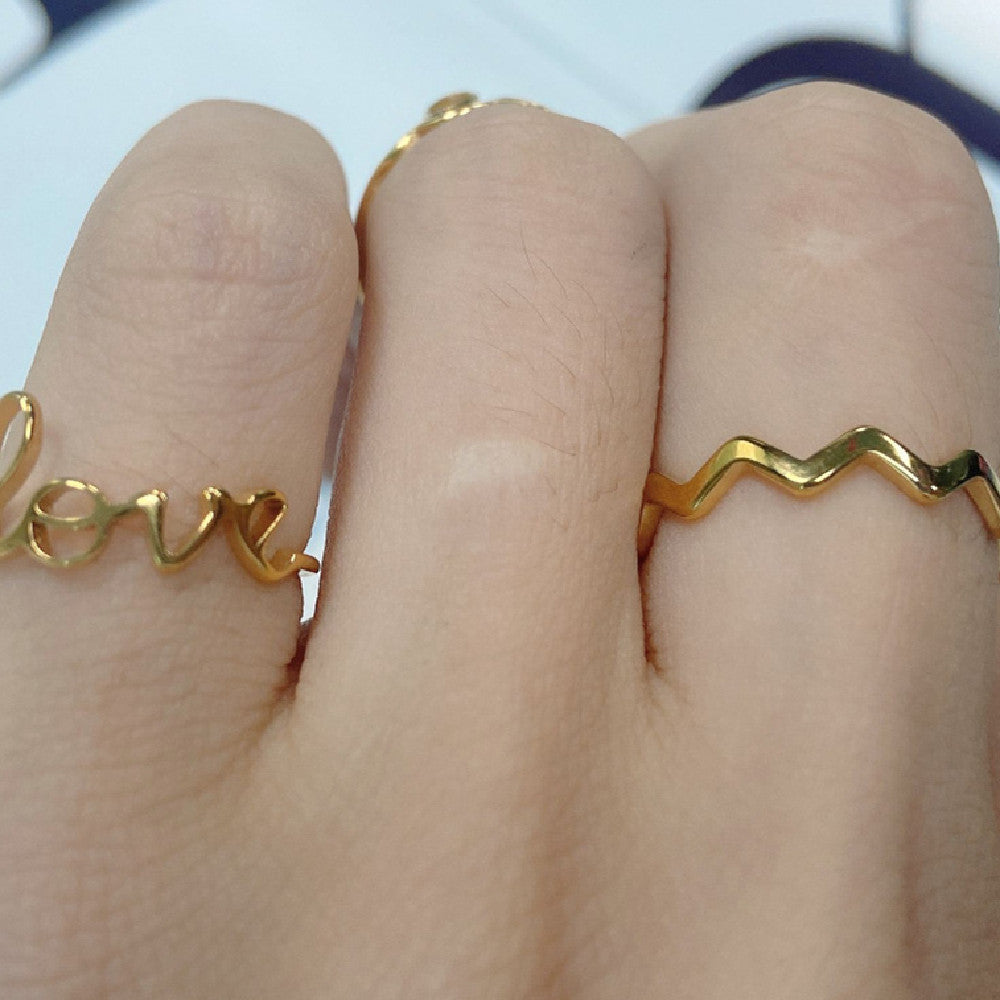 Womens Personalized Initial Letter Ring Stainless Steel Gold Tone Fashion Ring Size 6 7 8 Gifts For Women Gift