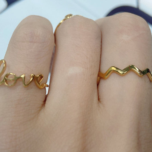 Womens Personalized Initial Letter Ring Stainless Steel Gold Tone Fashion Ring Size 6 7 8 Gifts For Women Gift