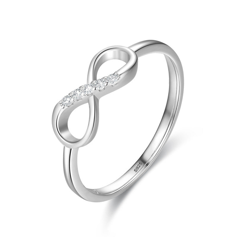 Sterling Silver Figure Eight Bowknot Ring For Women Girls Korean Style Electroplated Jewelry Gift For All Ages