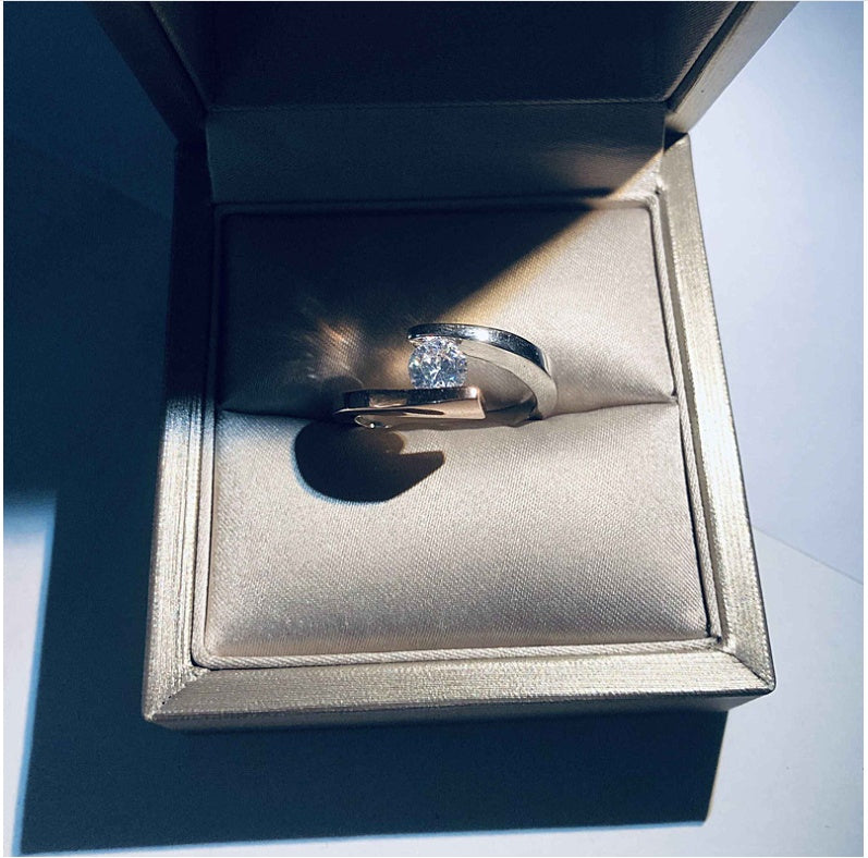 Zircon Cross Ring Two Tone Gold For Women Wedding Jewelry