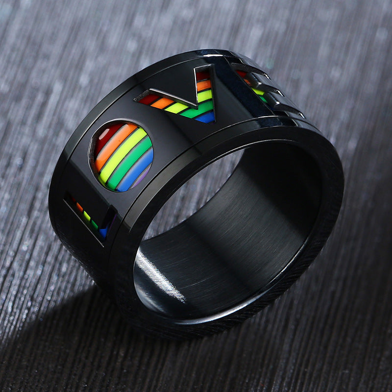 Rainbow Stainless Steel Mens Ring Sizes 7 8 9 10 11 12 Band Jewelry Durable everyday wear with modern look now