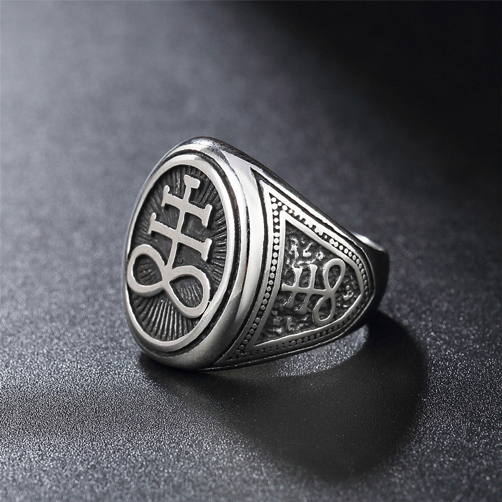 Men's Ring Fashion Titanium Steel Band Stainless Steel Ring for Men Geometry Design Ring Mens Jewelry Steel Color Ring