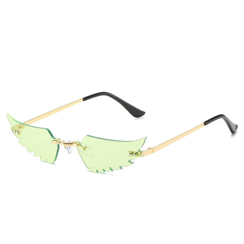 Sunglasses UV400 Protection Metal Frame Irregular Feathers PC Lenses Fashion Personality Sun Feathers Feathers
