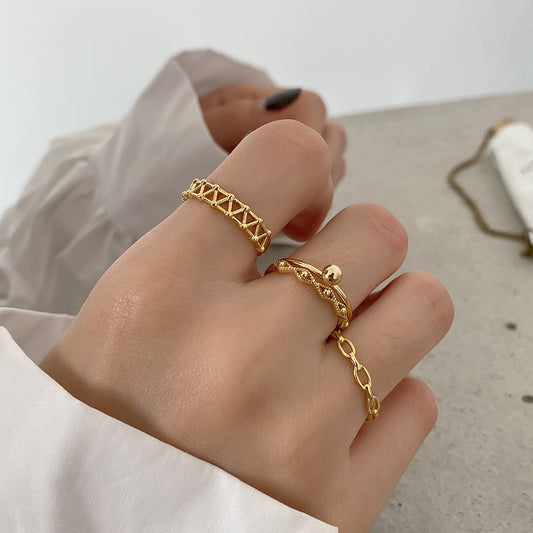 Women 925 Sterling Silver Bead Ring Mesh Ring Chain Ring Water Drop Zircon Diamonds Jewelry for Women Timeless