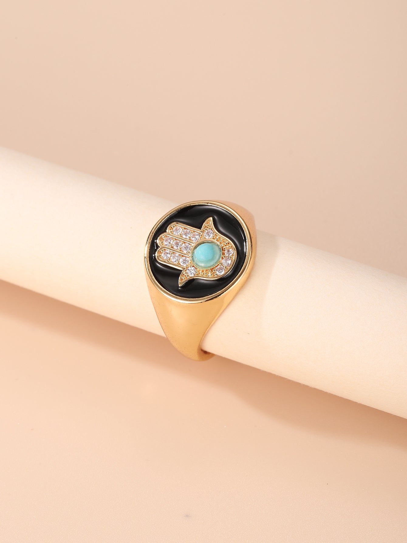 Elegant Coppery Zircon Geometric Ring for Women Electroplated Jewelry Everyday Wear Fashion Accessory Suitable