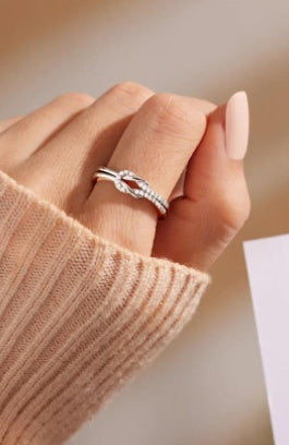 Open Ring Personalized Womens Adjustable Copper Ring With Geometric Design In Platinum Tone Elegant Daily Wear