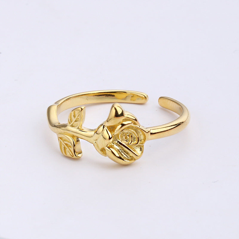 Rose Flower Ring For Women Girls 925 Sterling Silver Jewelry Electroplated Rose Gift Anniversary Gift Elegant Jewelry