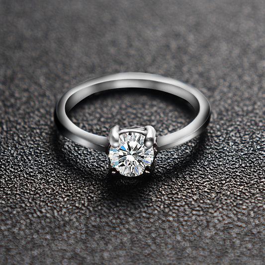 Geometric Zircon Inlaid Titanium Steel Couple Ring Set Fashion Jewelry For Lovers Engagement Gift Durable Quality