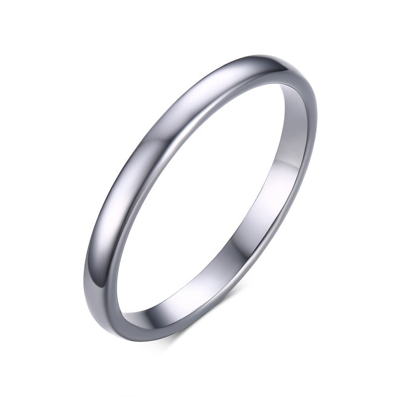 Plain Tungsten Steel Ring for Women Bezel Set Wedding Band Fashion Jewelry 2mm Wide Elegant Daily Minimal Ring