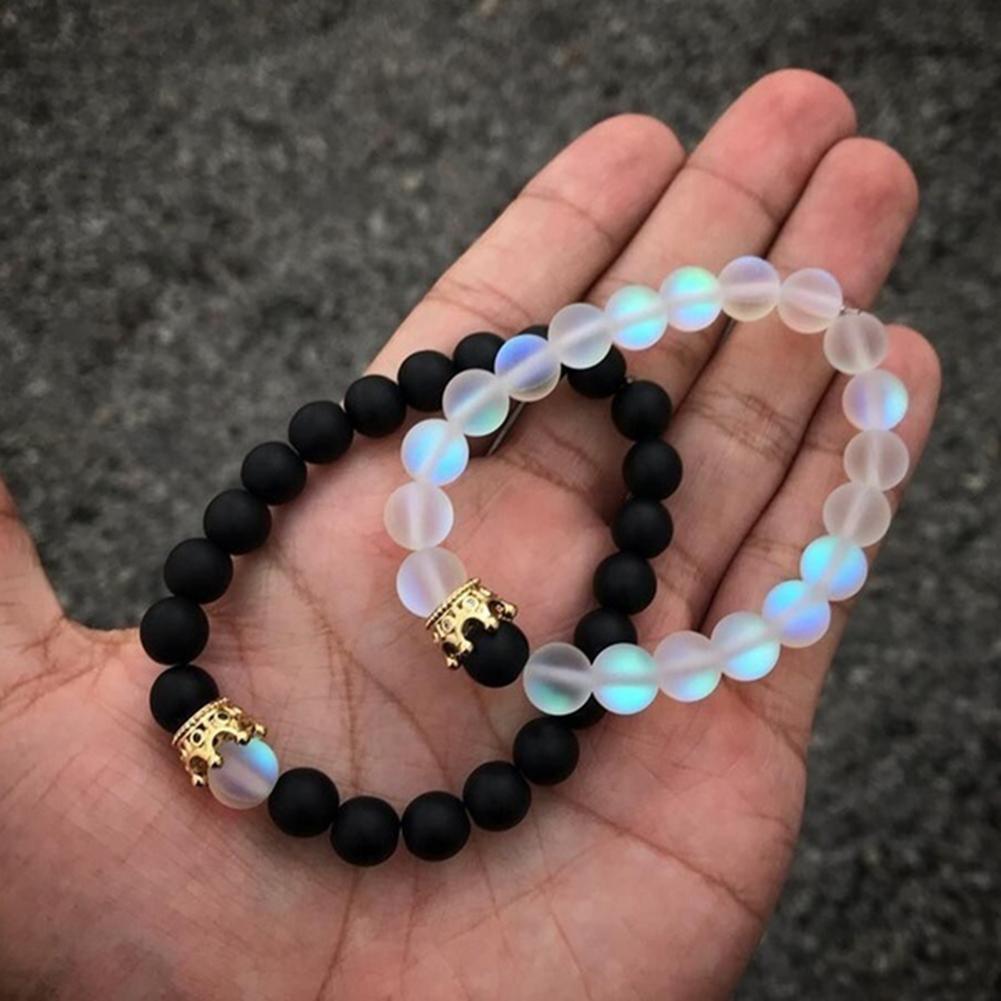 Unisex Constellation Glass Bead Bracelet 8mm Beads 19cm Length For Anniversary Gift Or Couple Opening Ceremony