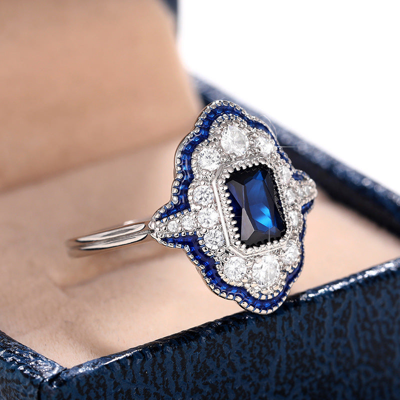 Geometric Alloy Ring Silver Electroplated Fashion Ring For Women Retro Style Exaggerated Elegant Everyday Style