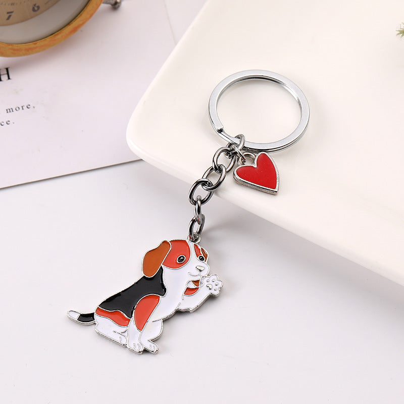 Cute Waving Puppy Dog Keychain Keyring Alloy Metal Charm Car Accessory Fashionable Gift For Dog Lovers For All
