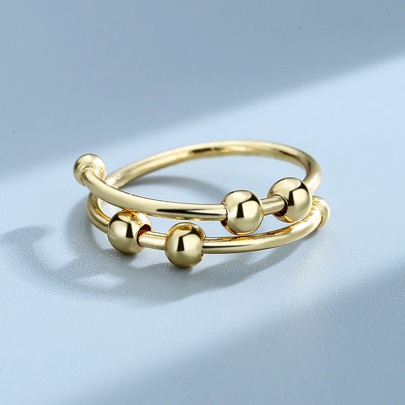 Geometric Beaded Alloy Rings Adjustable Opening For Women And Men Elegant Simple Design Individually Packed Employee