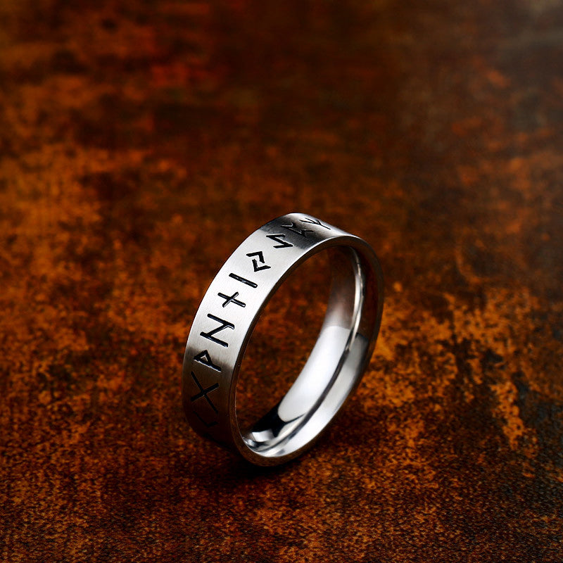 Simple Stainless Steel Letters Ring Retro Style Text Carved In Steel US Size 7 To 13 With Clean Gloss And Glow