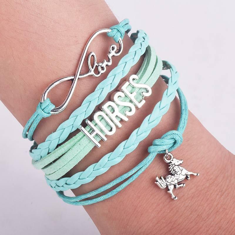 Infinity Love Horse Leather Bracelet Equestrian Jewelry Horse Lovers Timeless Infinity Symbol Design Adjustable