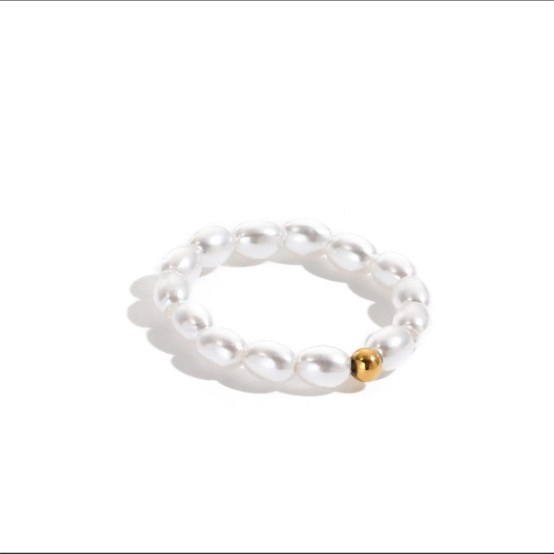 Elegant Imitation Pearl Ring 14K Gold Plated For Women Electroplated Finish Jewelry Gift For Her Elegant Piece