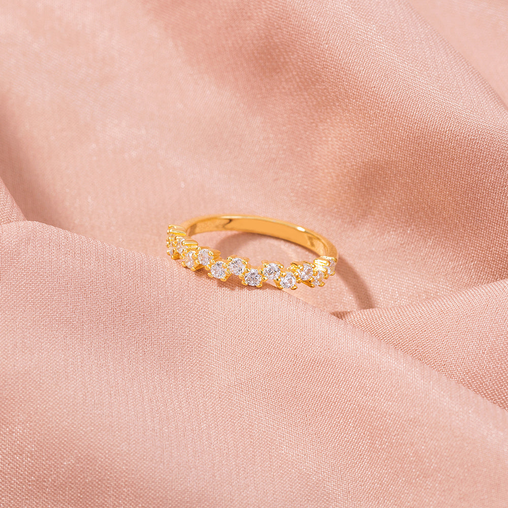 Womens Copper Ring With Cross And Star Design Adjustable Band Electroplated Zircon Jewelry European Style Rings